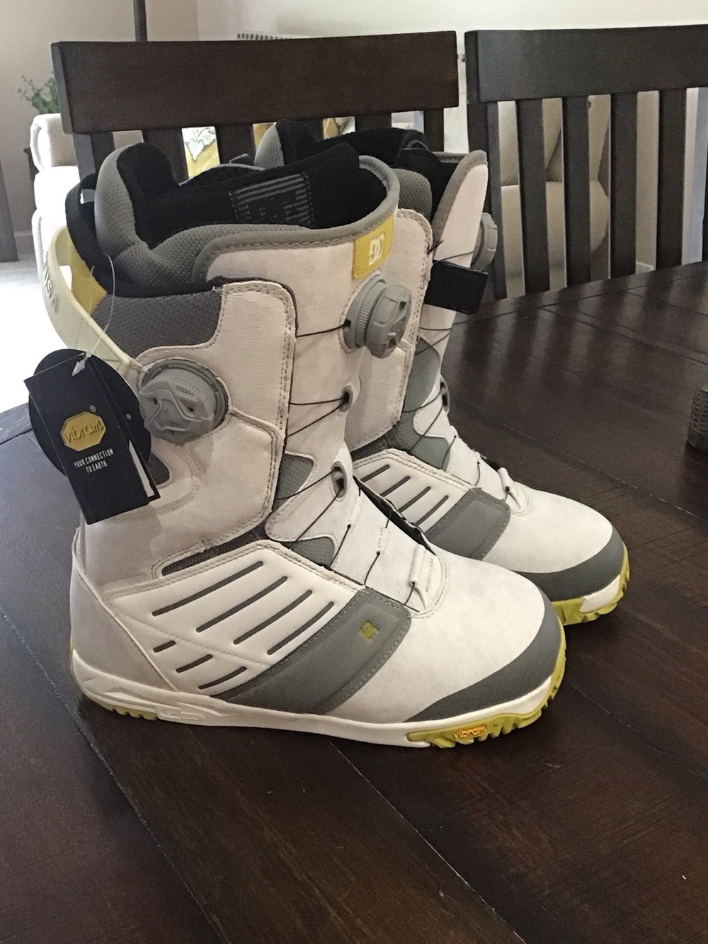 DC Men’s Snowboard Boots in White, Gray & Yellow